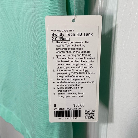 BNWT Lululemon Swiftly Tech Racerback 2.0 *Race Length in Wild Mint (8) - Picture 3 of 4